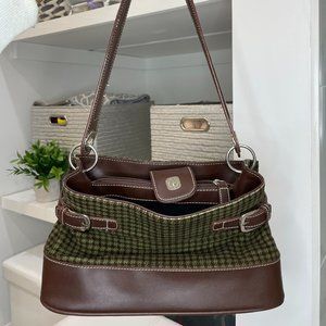 TOMMY HILFIGER Brown and Green Shoulder Purse